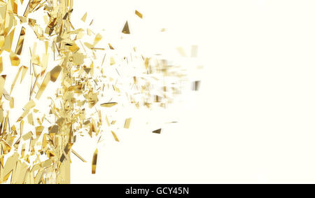 Or cassé Mur isolé sur fond blanc. 3d illustration Banque D'Images