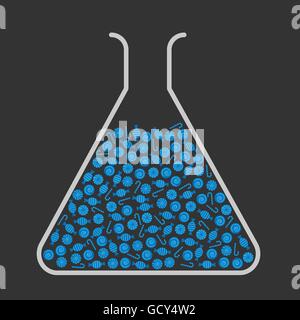 Flacon de laboratoire rempli de bonbons bleu Illustration de Vecteur