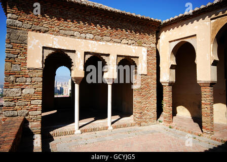 Côté Patio Torre de Maldonado au Palais Nasrides, château de Malaga (Malaga), l'Alcazaba de Malaga, la province de Malaga, Espagne. Banque D'Images