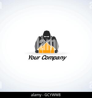 Logo Design Immobilier Gorille société solide Illustration de Vecteur