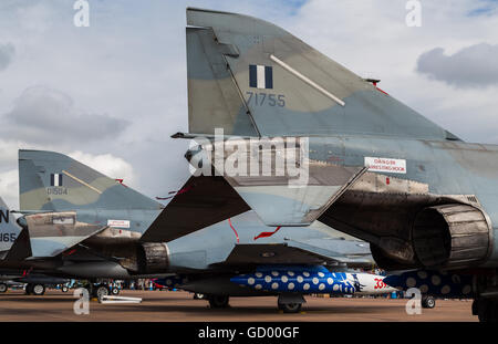 Retour fin de la paire fantôme de la Grèce à l'Royal International Air Tattoo 2016. Banque D'Images