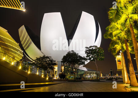 Singapour - 06 novembre : Musée ArtScience avec Singapour financial district au contexte le 06 novembre 2015 à Singapour Banque D'Images