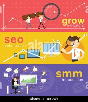 SMM et site web l'optimisation SEO. Illustration de Vecteur
