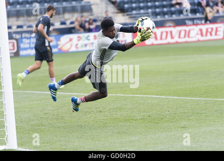 Chester, Pennsylvanie, USA. 09 juillet 2016. Gardien de l'Union de Philadelphie, ANDRE BLAKE, au cours de la pratique avant le match contre D.C. United à Talen Domaine de l'énergie en Chester Pa © Ricky Fitchett/ZUMA/Alamy Fil Live News Banque D'Images