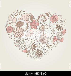 Forme de coeur vintage floral Illustration de Vecteur