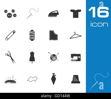 Couture noir Vector icons set Illustration de Vecteur