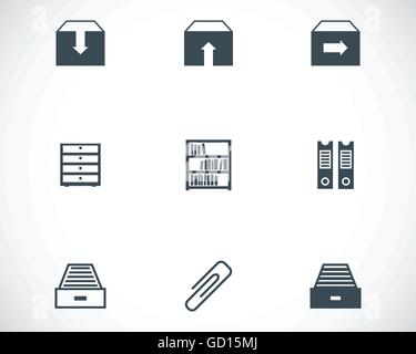 Archive noir Vector icons set Illustration de Vecteur