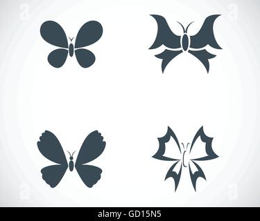 Buttefly noir Vector icons set Illustration de Vecteur
