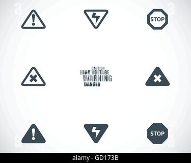 Danger noir Vector icons set Illustration de Vecteur