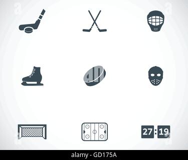 Hockey black Vector icons set Illustration de Vecteur