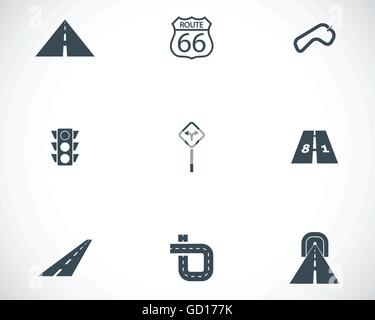 Vector black road icons set Illustration de Vecteur