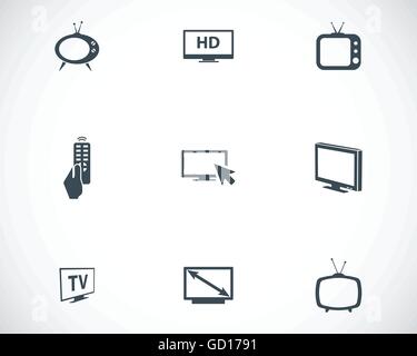 Plat noir Vector icons set Illustration de Vecteur