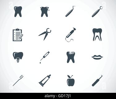 Black Vector icons set dentaire Illustration de Vecteur