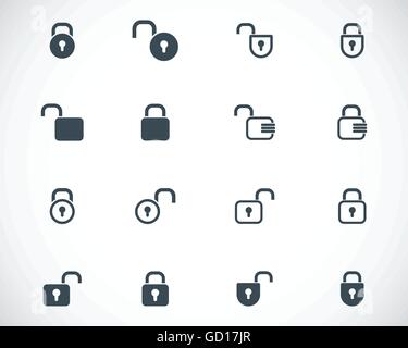 Vector icons set lock noir Illustration de Vecteur