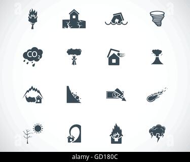Vector black disaster icons set Illustration de Vecteur