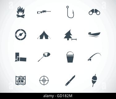 La chasse noir Vector icons set Illustration de Vecteur