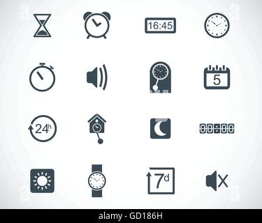 Temps noir Vector icons set Illustration de Vecteur