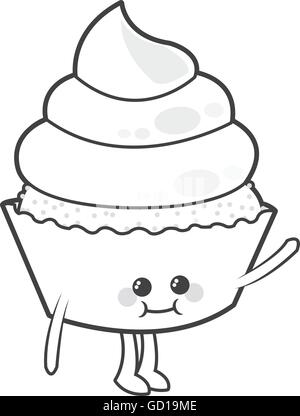 Kawaii cute cupcake icône gâteau Illustration de Vecteur