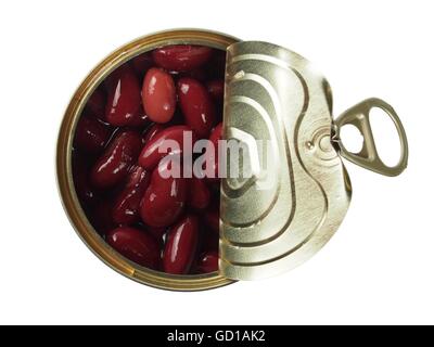 Peut ouvrir avec haricot isolated on white Banque D'Images