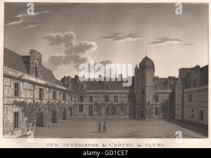 PARIS : Hôtel de Cluni (Cluny). L'aquatinte, antique print 1808 Banque D'Images