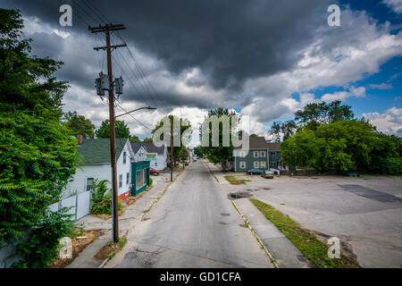Vue de la deuxième rue, dans Piscataquog, Manchester, New Hampshire. Banque D'Images