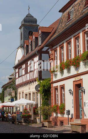 Café Restaurant Rathaus à côté de la Mairie, Freinsheim, Route des Vins allemande, Palatinat, Rhénanie-Palatinat Banque D'Images