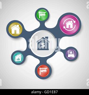 Infographie immobilier connecté avec des modèles de metaballs, stock vector Illustration de Vecteur