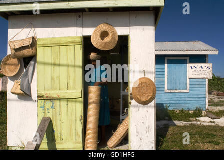 Atelier d'artisanat Iva Thompson, New Bight, Cat Island. Bahamas. Banque D'Images