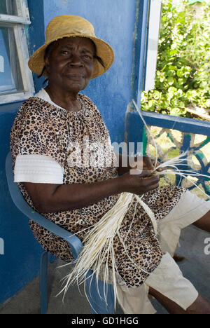 Artisan Local, Arthur's Town, Cat Island. Bahamas Banque D'Images