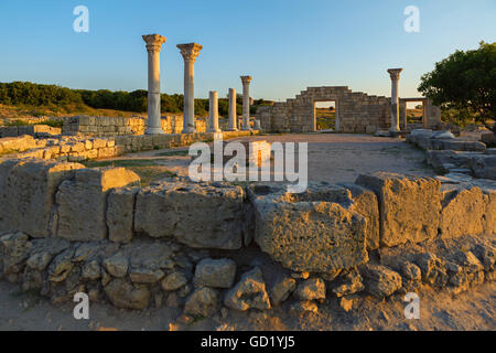 Basilique de la Grèce antique et en colonnes de Chersonesus Taurica. Sébastopol, en Crimée. La Russie Banque D'Images