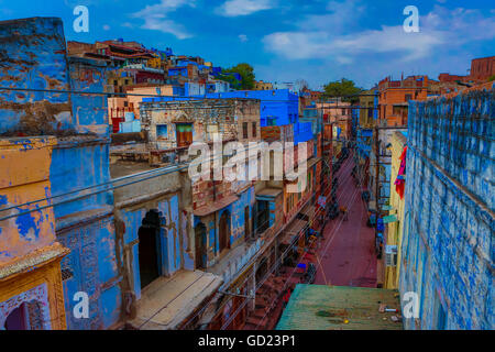 Les toits bleus à Jodhpur, la Ville Bleue, Rajasthan, Inde, Asie Banque D'Images