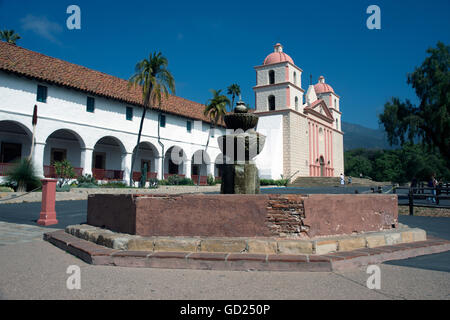 Mission Santa Barbara, fondée 1786, Santa Barbara, Californie, États-Unis d'Amérique, Amérique du Nord Banque D'Images