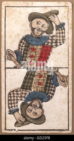 Jeux, jeu de cartes, carte tarot 'Joker', coupe de bois, coloré, vers 1730, Musée national bavarois, Munich, droits supplémentaires-Clearences-non disponible Banque D'Images