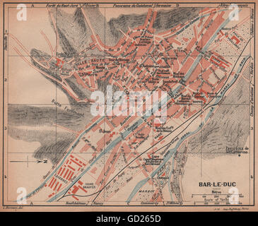 BAR-LE-DUC. Vintage town city ville plan carte carte. Meuse, 1922 Banque D'Images