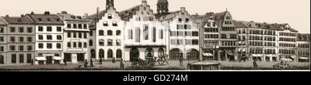 Géographie / Voyage, Allemagne, Hessen, Francfort-sur-le-main, le dit 'Roemer' (mairie), lithographie, vers 1880, droits supplémentaires-Clearences-non disponible Banque D'Images