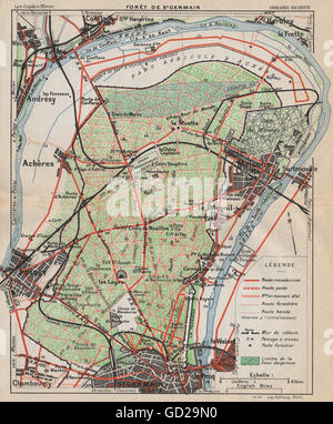 FORÊT DE ST. GERMAIN-EN-LAYE. Carte vintage. Poissy Yvelines Maisons-Lafitte 1927 Banque D'Images