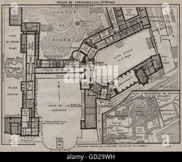 PALAIS DE FONTAINEBLEAU. 1er étage. 1st floor. Vintage map. Seine-et-Marne  1927 Stock Photo - Alamy