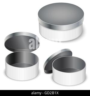 Boîte ronde en métal ouvert Illustration de Vecteur
