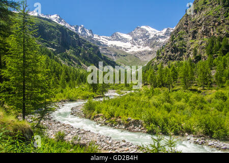 Vallée de Valnontey (près de Cogne) dans le parc du Gran Paradiso, vallée d'aoste, Italie. Banque D'Images