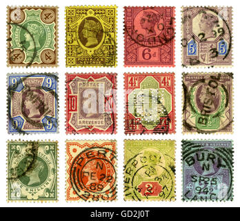 Courrier, timbres-poste, Grande-Bretagne, timbres-poste britanniques avec le portrait de la reine Victoria, 1889 jusqu'en 1899, droits supplémentaires-Clearences-non disponible Banque D'Images