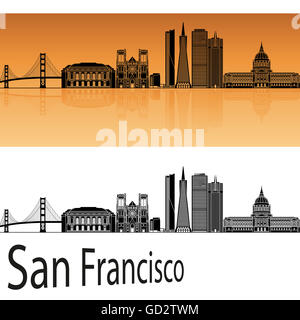 Horizon de San Francisco en fond orange en fichier vectoriel éditable Banque D'Images