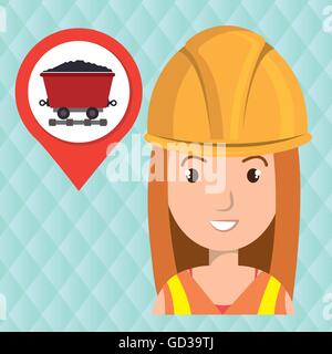 Femme et de l'exploitation minière conception icône isolé Illustration de Vecteur