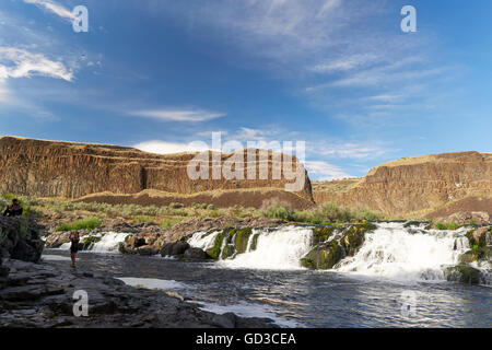 Halway le long du sentier à 'chutes Palouse' dans State Park, Washington, USA Banque D'Images