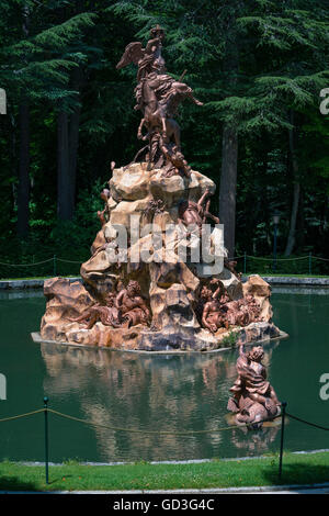 La Fama fontaine. Palais Royal de La Granja de San Ildefonso, province de Ségovie, Castille et Leon, Espagne. Banque D'Images