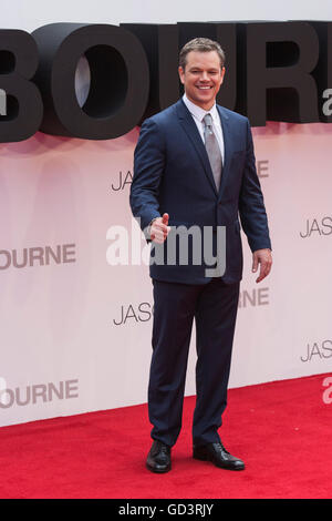 Londres, Royaume-Uni. 11 juillet 2016. L'acteur Matt Damon. Arrivées tapis rouge pour la première européenne de l'Universel film Jason Bourne (2016) à Londres de Leicester Square. Credit : Bettina Strenske/Alamy Live News Banque D'Images