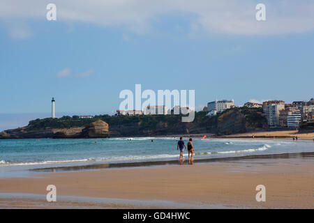 Grand Plage, Biarritz, Pays Basque, France Banque D'Images