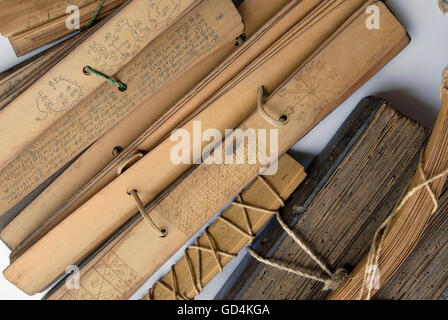 Manuscrits sur feuilles de palmier Banque D'Images