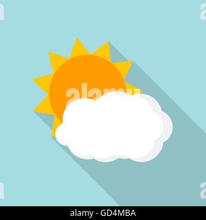 Les icônes météo de soleil et nuages de télévision Style avec de longues ombres Illustration de Vecteur