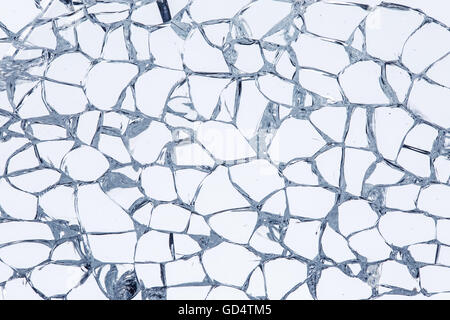 La texture de casse du verre de sécurité. Macro. Banque D'Images