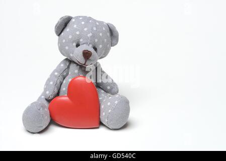 Teddybear avec coeur rouge Banque D'Images